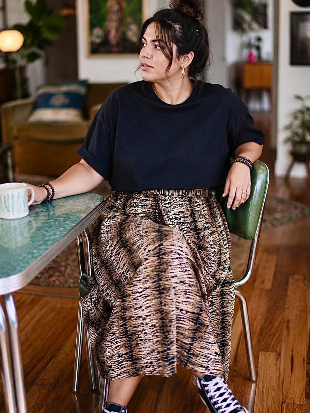 Vintage Animal Print Midi Skirt by Kensington Square | Size Large